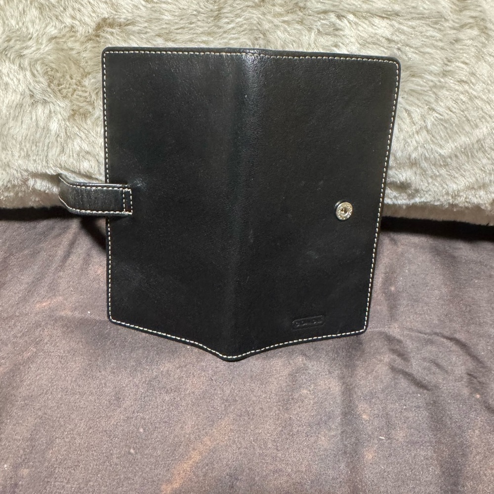 Coach black leather wallet with Snap Closure